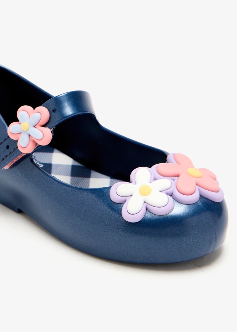 Mini Melissa Flowers Navy Ballerina