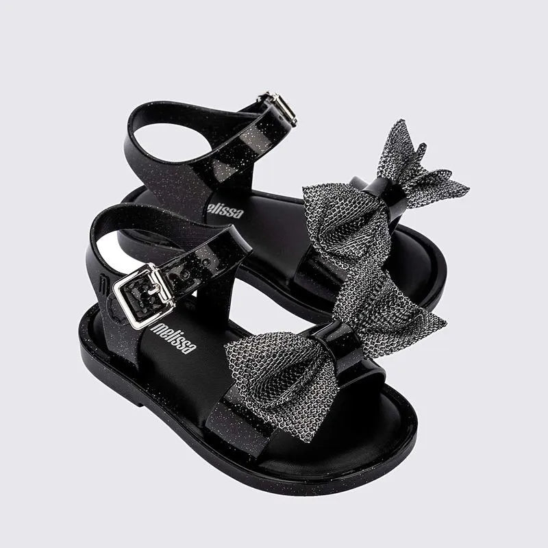 Mini Melissa Mar Sandal Sweet Baby Preto Glitter