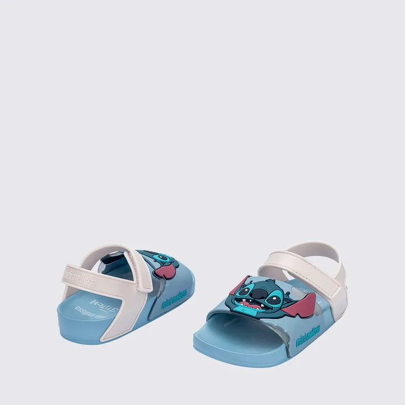 Mini Melissa Flowing Sandal + Stitch Baby Blue White