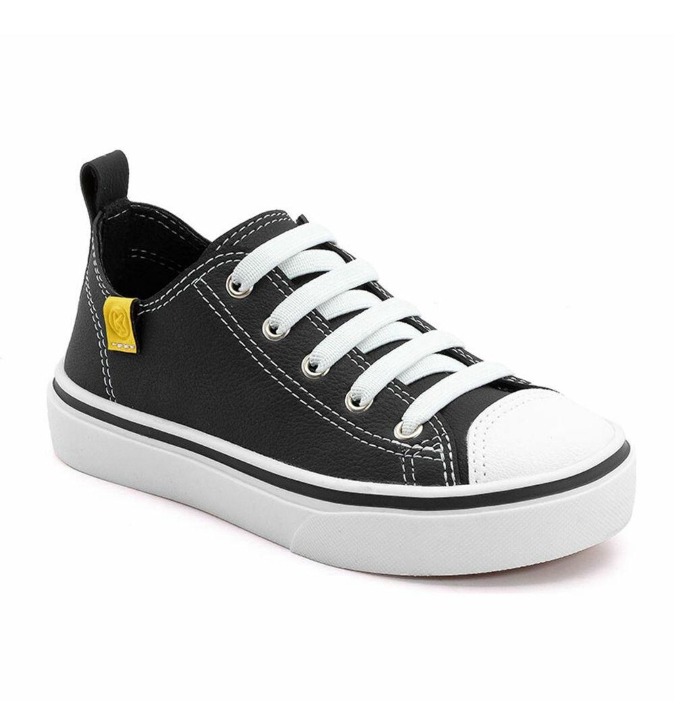 Casual Children's Sneakers Klin Freestyle Mini With Elastic - BLACK/YELLO