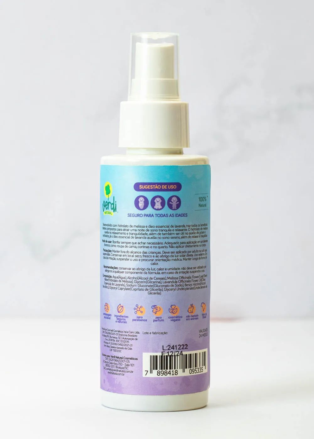Baby Room Mist Relaxing Aromatherapeutic Spray with Melissa Hydrolate and Lavender Essential Oil