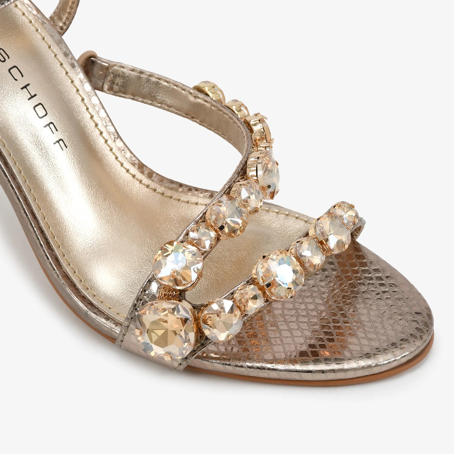 Gold Leather Block Heel Sandal