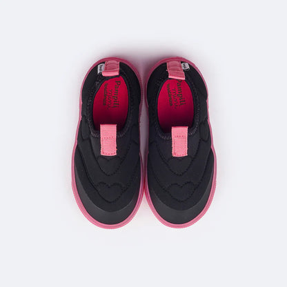 Pampili Yumi Easy-on Kids' Sneakers, Black and Pink Hearts