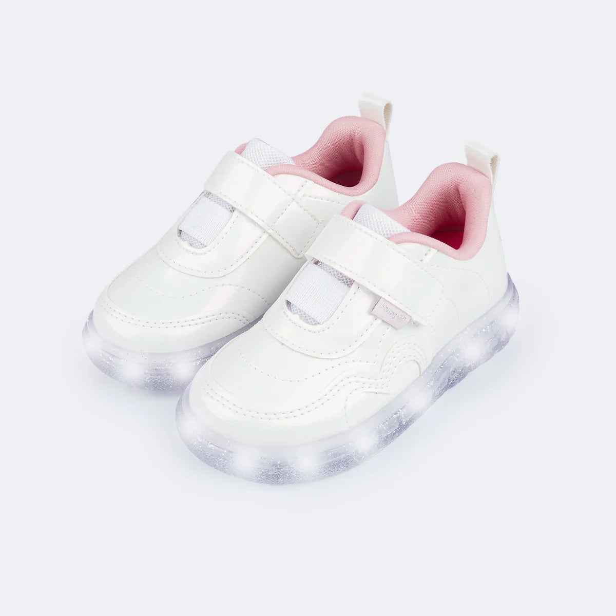 Girls' Led Sneakers, Light Heart Sneaker, White Varnish