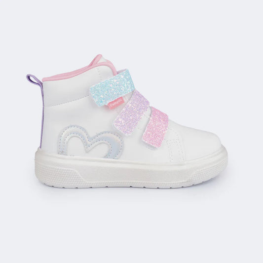 Pampili Colorful Glitter Heart White Boots