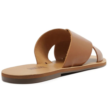 Brown Leather Cross Straps Flats