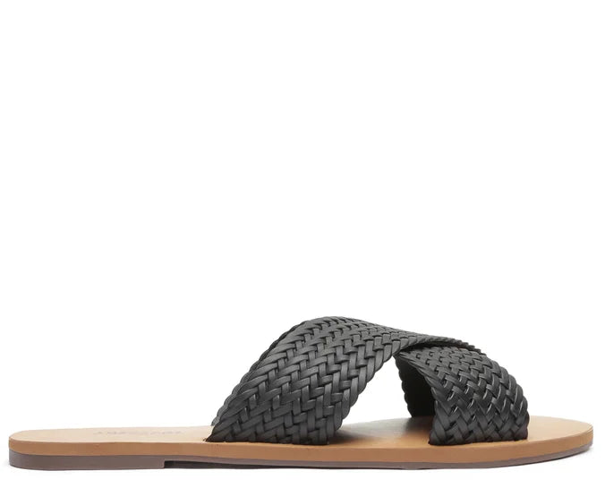 Black Braided Cross Straps Flats