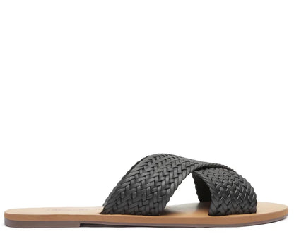 Black Braided Cross Straps Flats