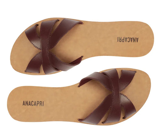 Anacapri Leather Flat Cutouts Purple Slides