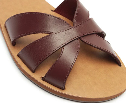Anacapri Leather Flat Cutouts Purple Slides