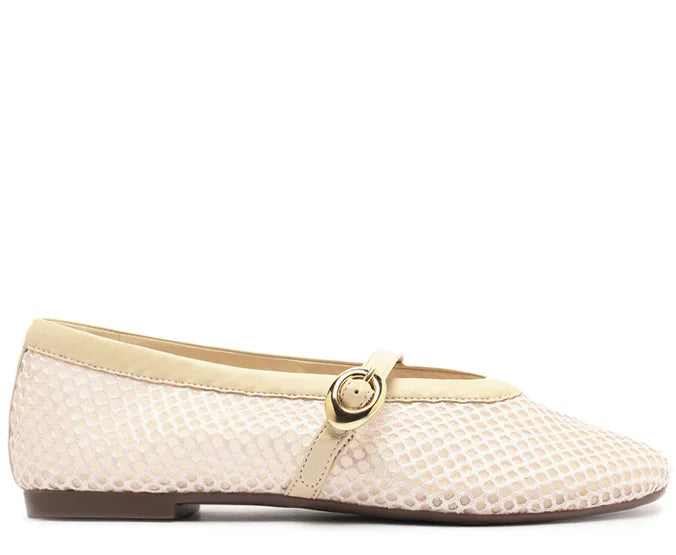 Brigitte Beige Canvas Ballet Flats