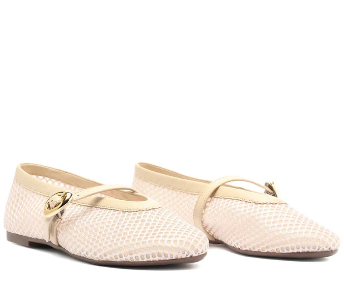 Brigitte Beige Canvas Ballet Flats