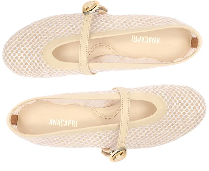 Brigitte Beige Canvas Ballet Flats