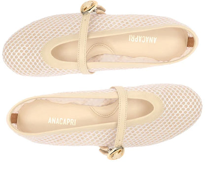Brigitte Beige Canvas Ballet Flats