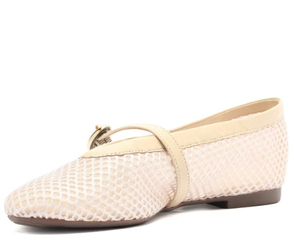 Brigitte Beige Canvas Ballet Flats