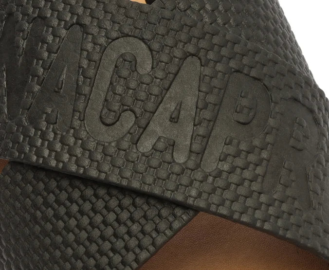 Black Injected Cross Straps Flats