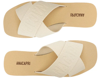 White injected strap flat sandal