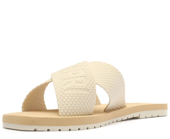 White injected strap flat sandal