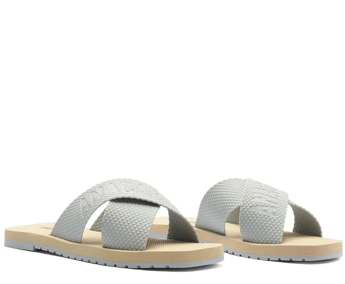 Blue Injected Strappy Flat Sandal