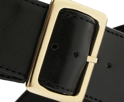 Black Pointed Toe Slingback Pumps with Buckle