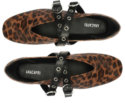 Megan Animal Print Double Buckle Strap Flats
