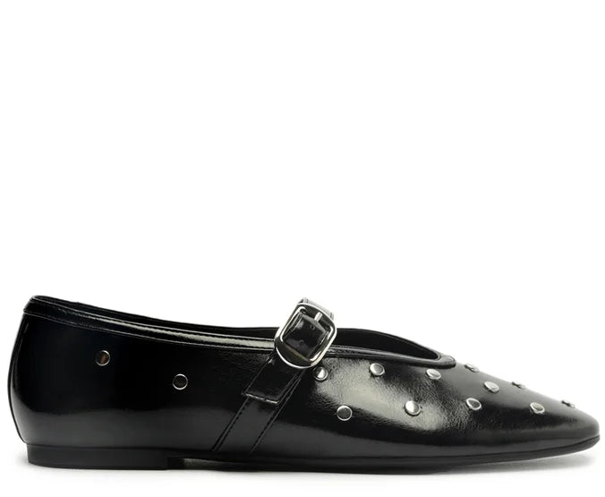 Black Studded Single Strap Pumps