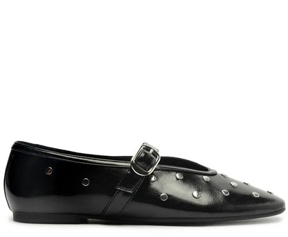 Black Studded Single Strap Pumps