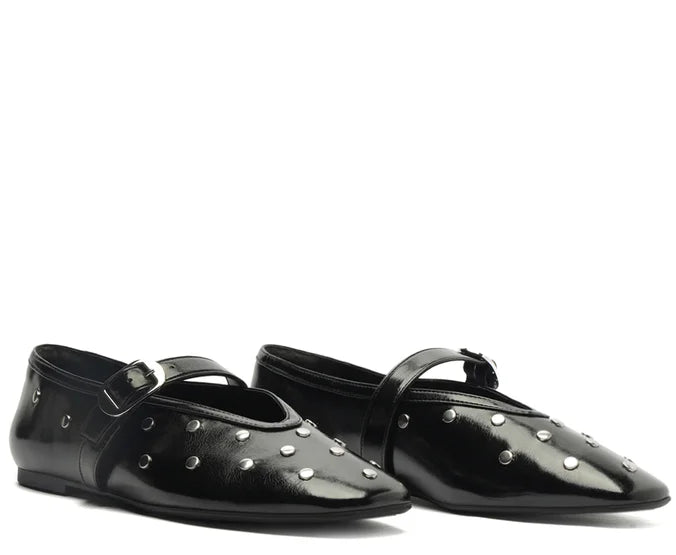 Black Studded Single Strap Pumps