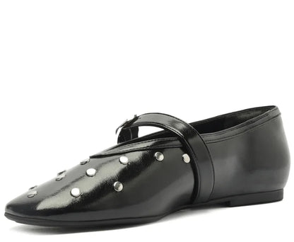 Black Studded Single Strap Pumps