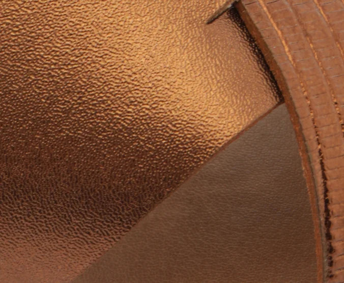 Anacapri Leather Crossed Straps Bronze Slides