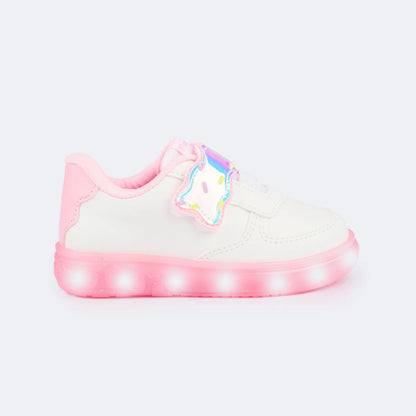 Pampili XP 24 White Pink Sweet Children's Led Sneakers