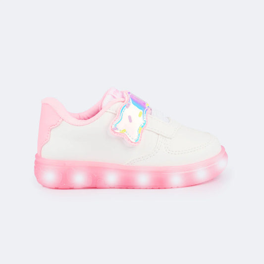 Pampili XP 24 White Pink Sweet Children's Led Sneakers