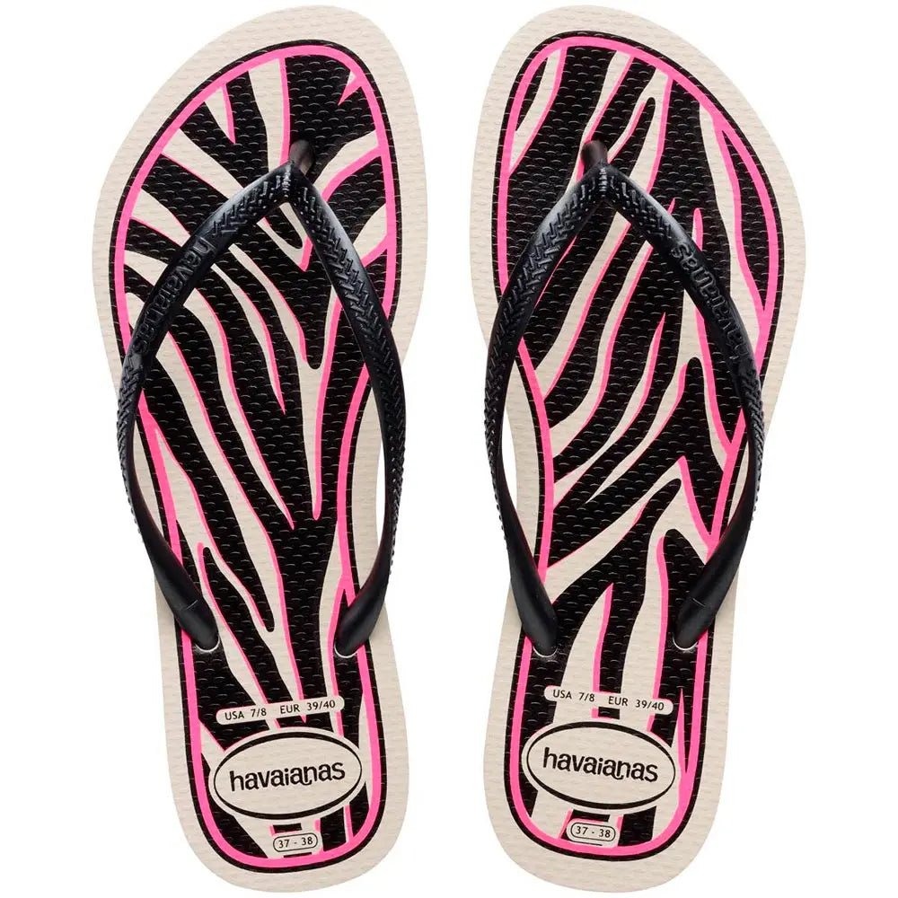 Havaianas Slim Animals Straw Beige Dark Grey Metallic