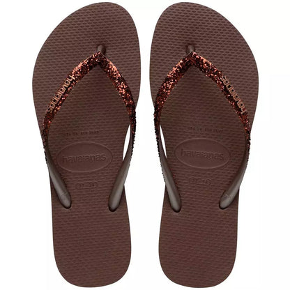 havaianas slim glitter  brown