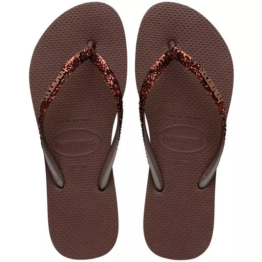 havaianas slim glitter  brown