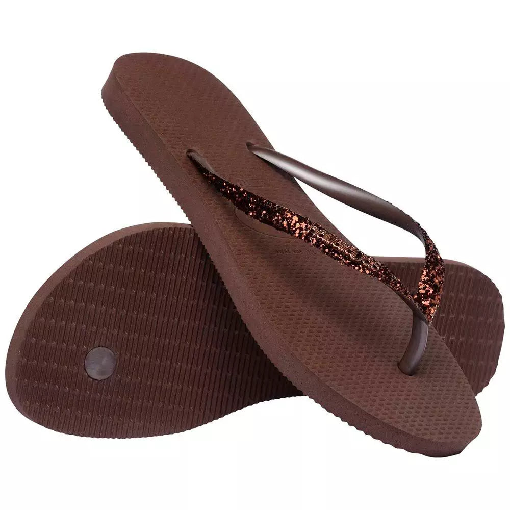 havaianas slim glitter  brown