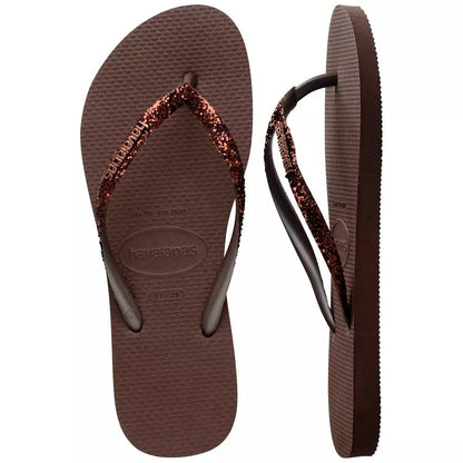 havaianas slim glitter  brown