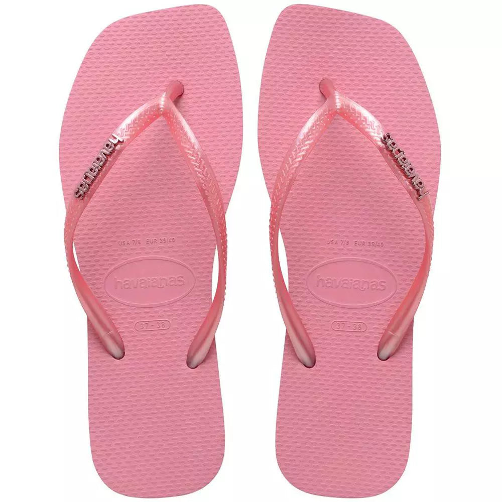 Havaianas Slim Square Logo Metallic- Rosa Chiffon