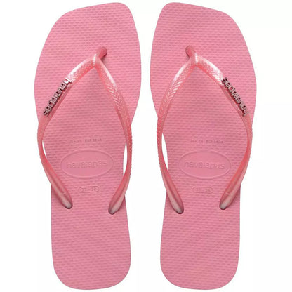 Havaianas Slim Square Logo Metallic- Rosa Chiffon