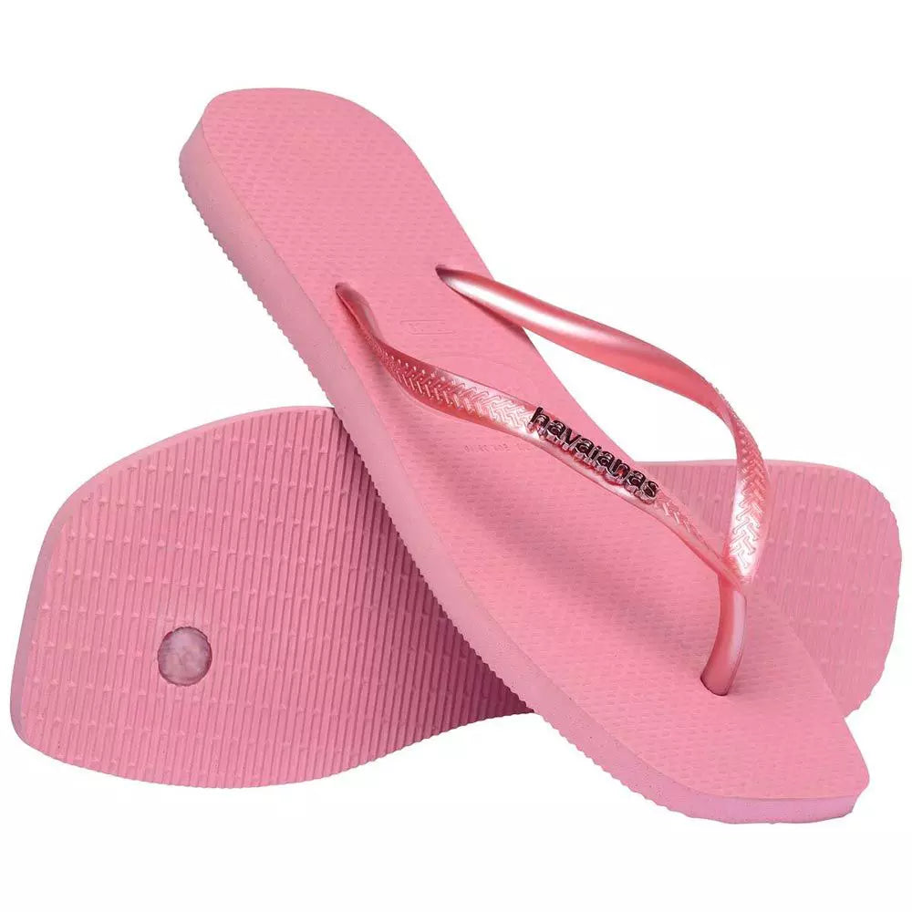 Havaianas Slim Square Logo Metallic- Rosa Chiffon