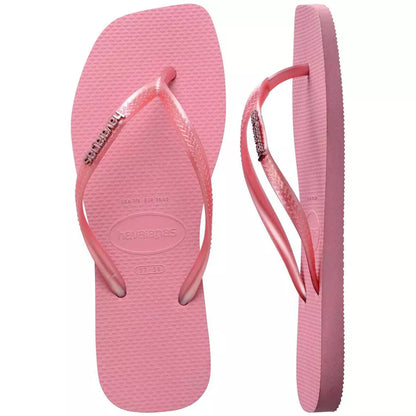 Havaianas Slim Square Logo Metallic- Rosa Chiffon