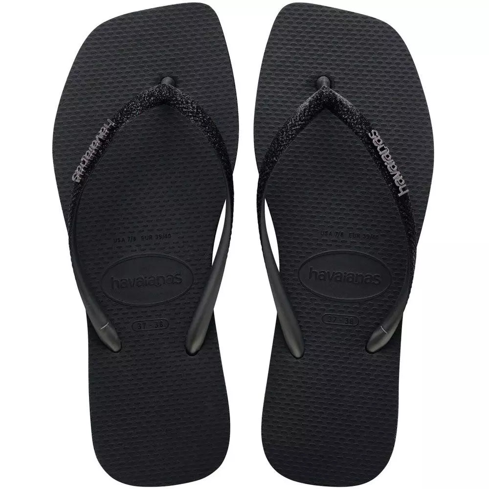 havaianas slim square sparkle black