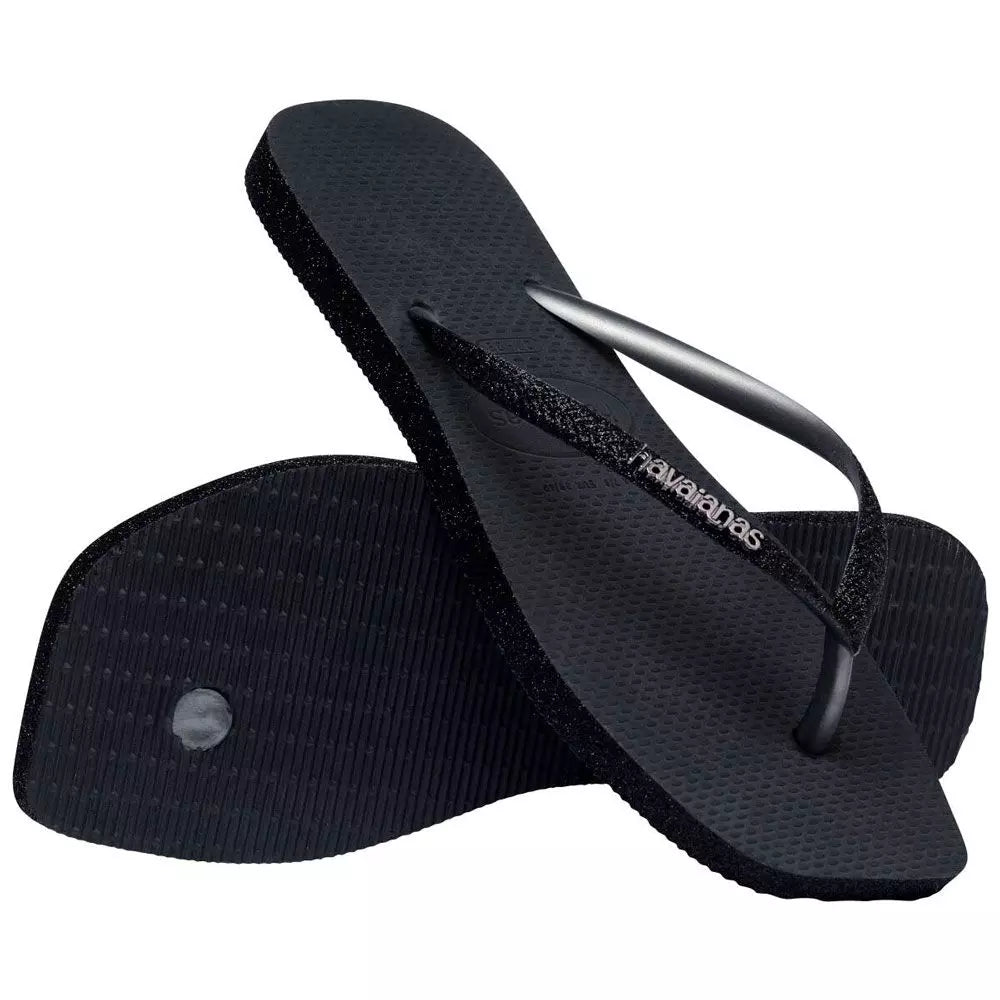havaianas slim square sparkle black