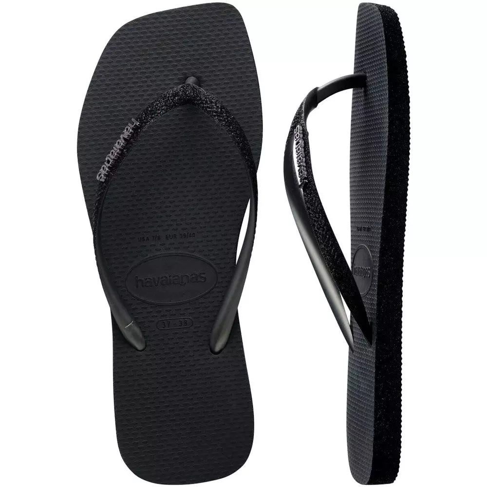 havaianas slim square sparkle black
