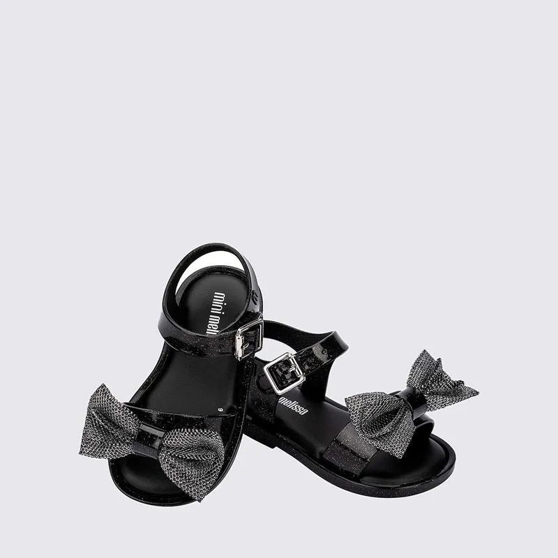 Mini Melissa Mar Sandal Sweet Baby Preto Glitter