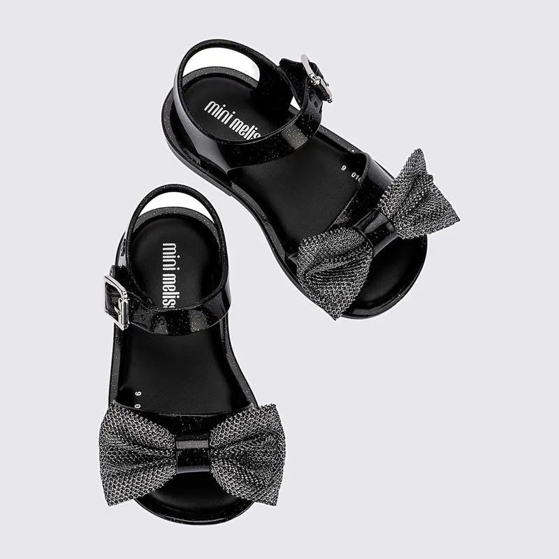Mini Melissa Mar Sandal Sweet Baby Preto Glitter