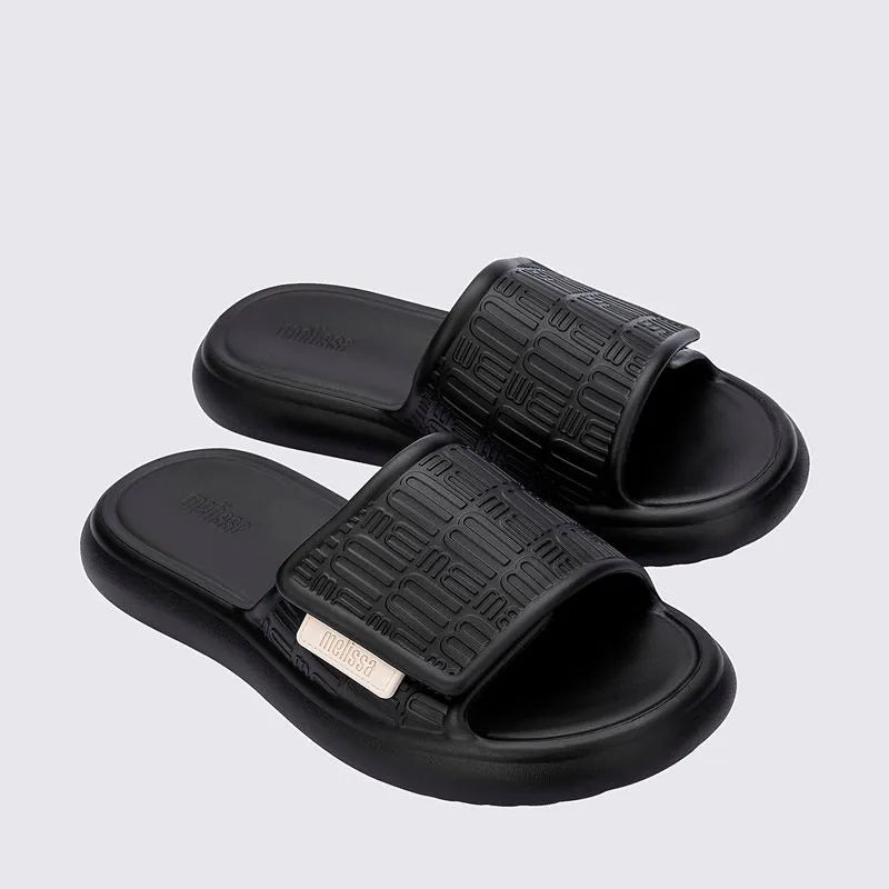 Melissa free fuzzy slide black