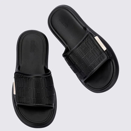 Melissa free fuzzy slide black