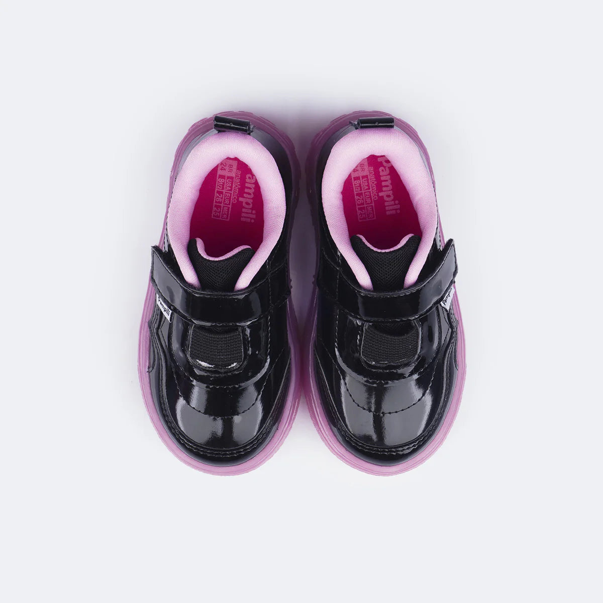 Girls' Led Sneakers, Light Heart, Black Varnish