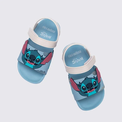 Mini Melissa Flowing Sandal + Stitch Baby Blue White